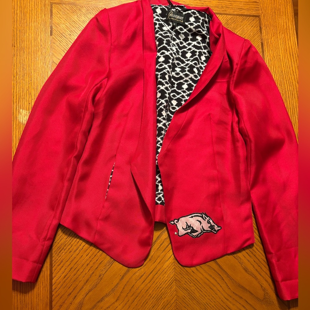 Game day couture Red Blazer with Arkansas Razorback size small